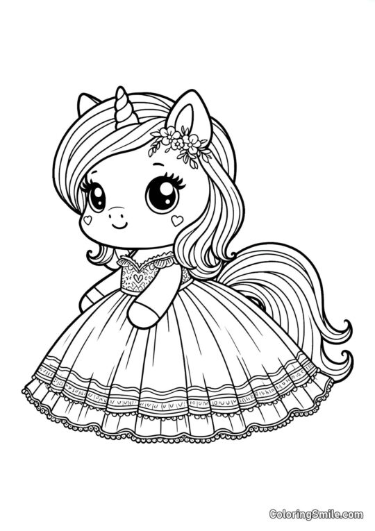 Jednorožec v šatech - Omalovánka