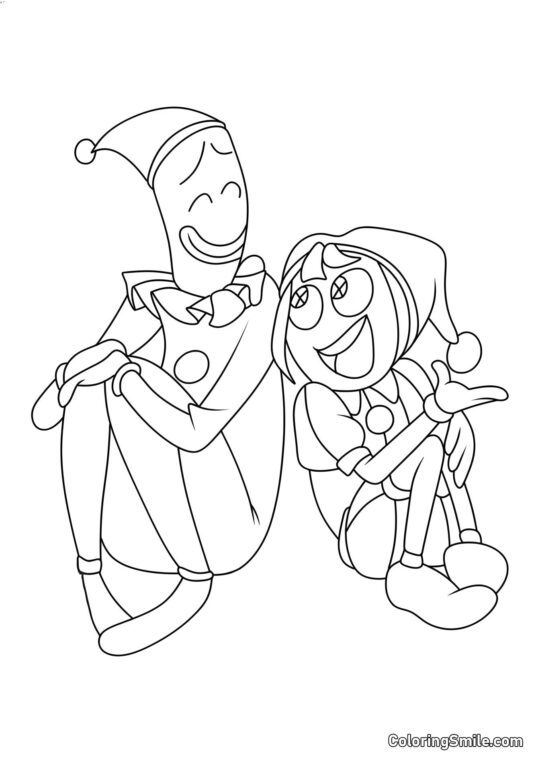 Pomni sedí s Kaumfo Pomni sedí s Kaumfo - Omalovánka