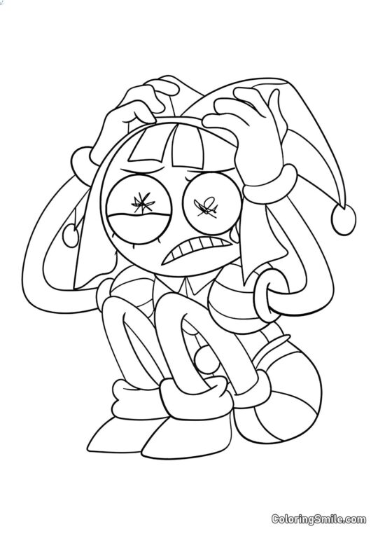 Pomni sedí na kartách Pomni sedí na kartách - Omalovánka