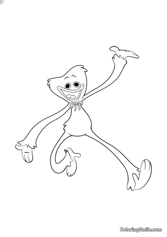 Huggy Wuggy běžící směrem k Huggy Wuggy běžící směrem k - Omalovánka