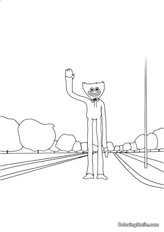 Huggy Wuggy na silnici Huggy Wuggy na silnici - Omalovánka