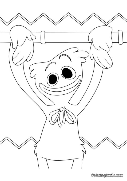 Huggy Wuggy visící na trubce Huggy Wuggy visící na trubce - Omalovánka