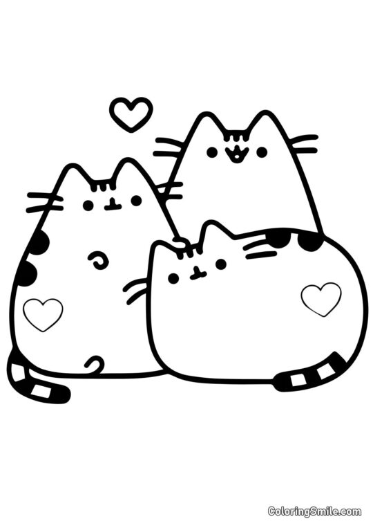 Pusheen kočka zamilovaná - Omalovánka