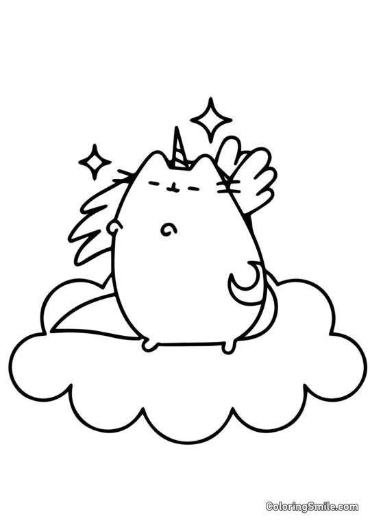 Pegasus Pusheen kočka - Omalovánka