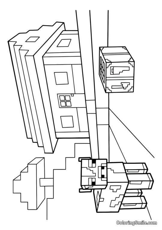 Kráva na Minecraft farmě Kráva na Minecraft farmě - Omalovánka
