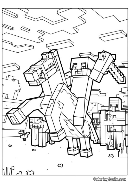 Steve na koni Steve na koni - Omalovánka