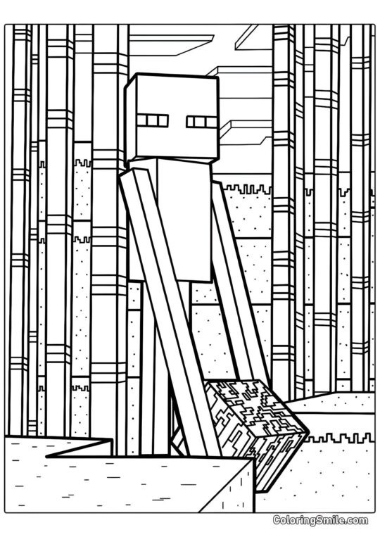 Enderman nesoucí blok Enderman nesoucí blok - Omalovánka