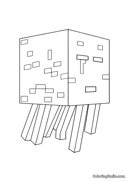 Nepřátelský ghast z Minecraftu Nepřátelský ghast z Minecraftu - Omalovánka