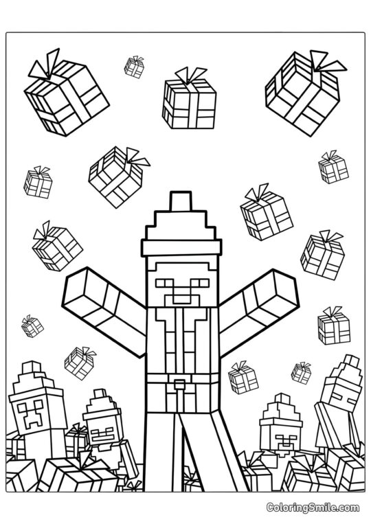 Steve v santovské čepici Steve v santovské čepici - Omalovánka