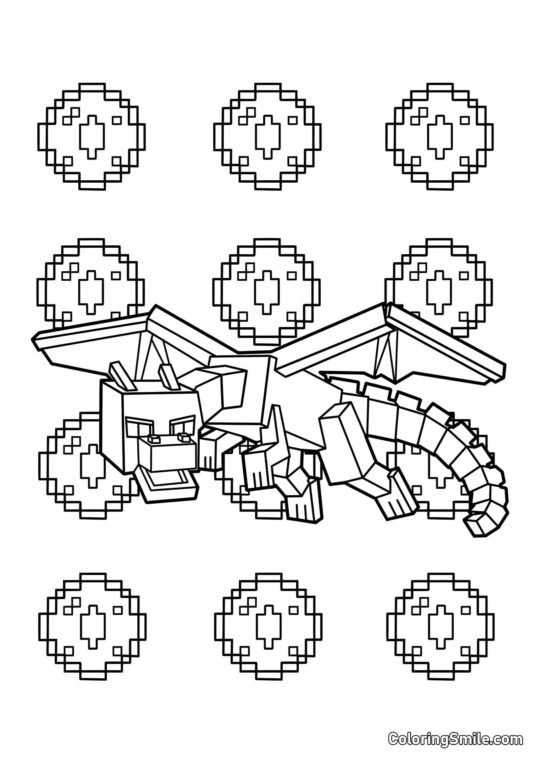 Minecraft černý drak Minecraft černý drak - Omalovánka