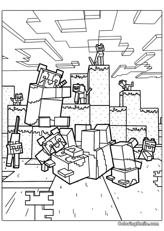 Minecraft pandy a koťata Minecraft pandy a koťata - Omalovánka