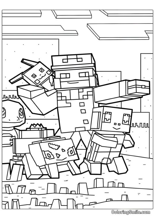 Pokémoni v Minecraft stylu Pokémoni v Minecraft stylu - Omalovánka