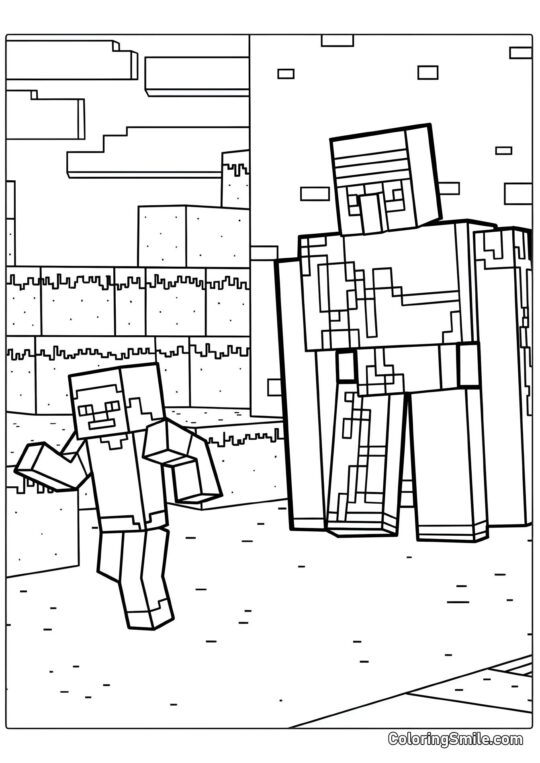 Iron Golem a Steve Iron Golem a Steve - Omalovánka