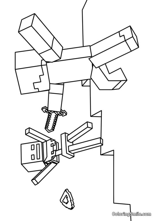 Steve a kostlivec Steve a kostlivec - Omalovánka