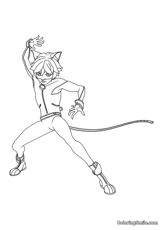 Černý kocour používající kataklyzma - Omalovánka