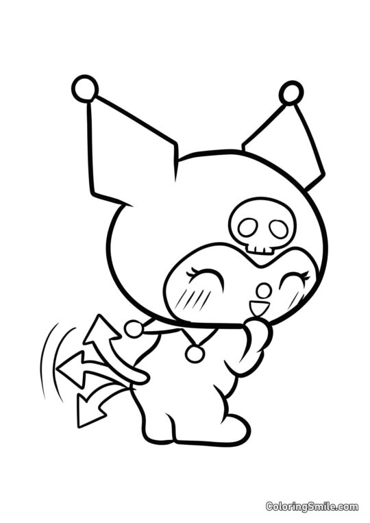 Kuromi mává ocasem - Omalovánka