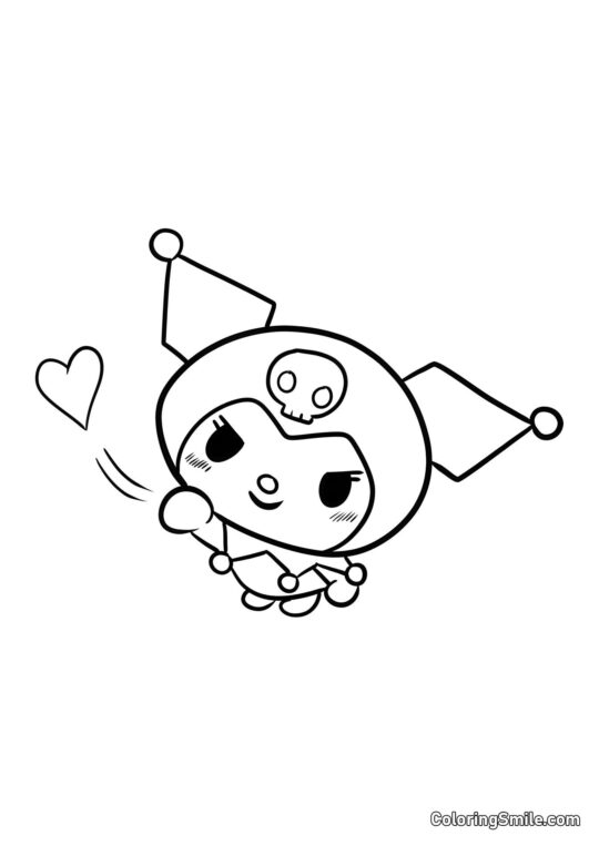 Kuromi posílá polibek - Omalovánka