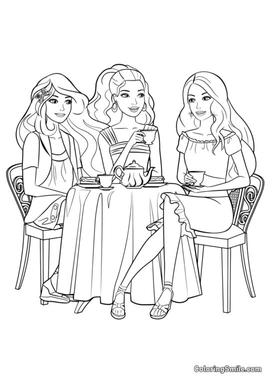 Čajový večírek s Barbie - Omalovánka