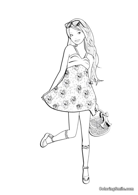 Barbie se připravuje na pláž - Omalovánka