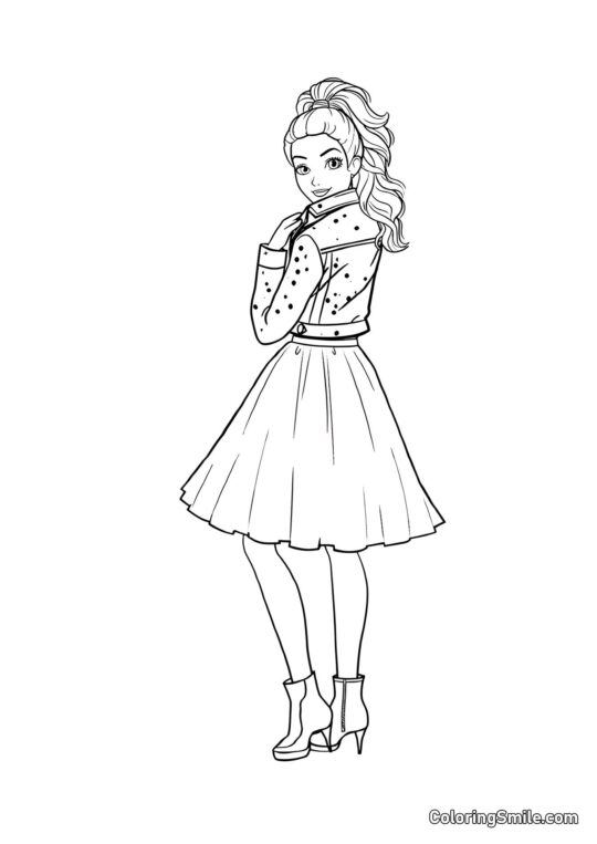 Barbie v bundě a sukni - Omalovánka