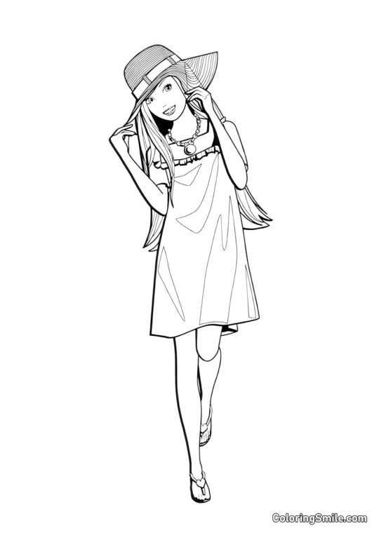 Barbie v novém klobouku - Omalovánka