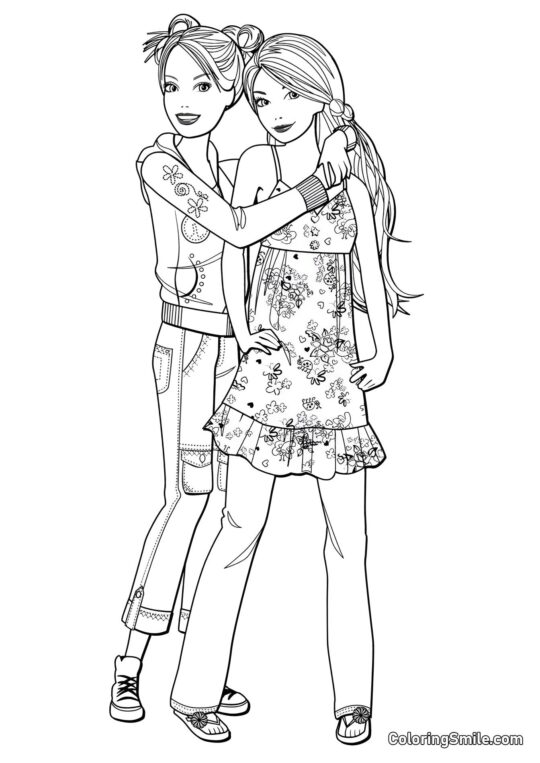 Barbie se svou nejlepší kamarádkou - Omalovánka