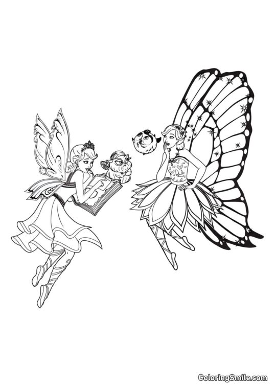 Barbie víly se zvířátky - Omalovánka