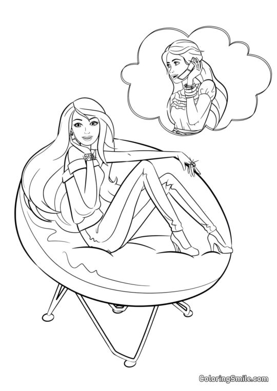 Barbie si povídá s kamarádkou - Omalovánka