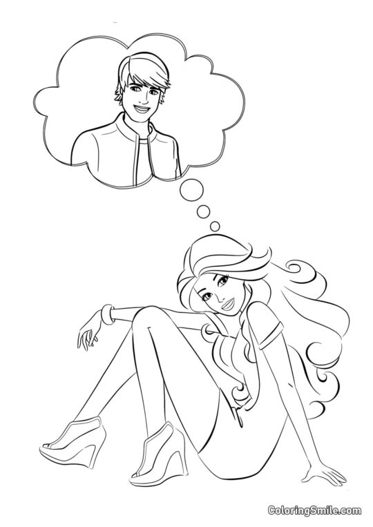 Barbie přemýšlí o klukovi - Omalovánka