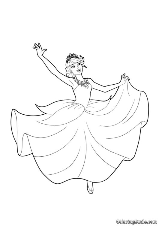 Barbie v květinových šatech - Omalovánka