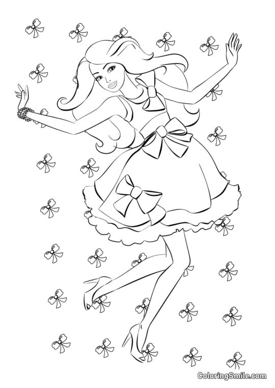 Barbie a mašličky - Omalovánka