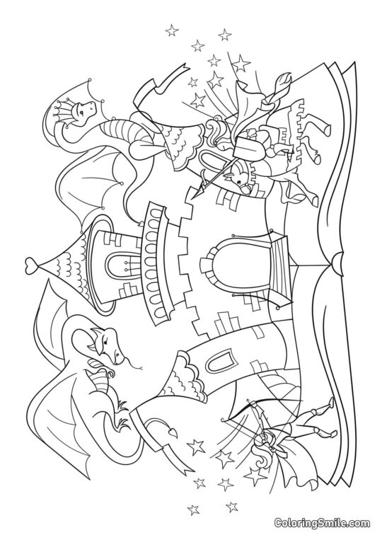 Pohádka s draky - Omalovánka