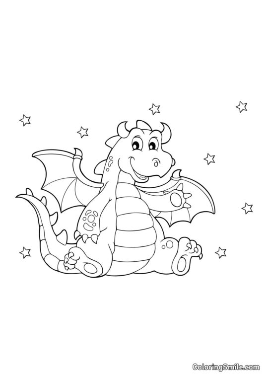 Drak mává tlapou - Omalovánka