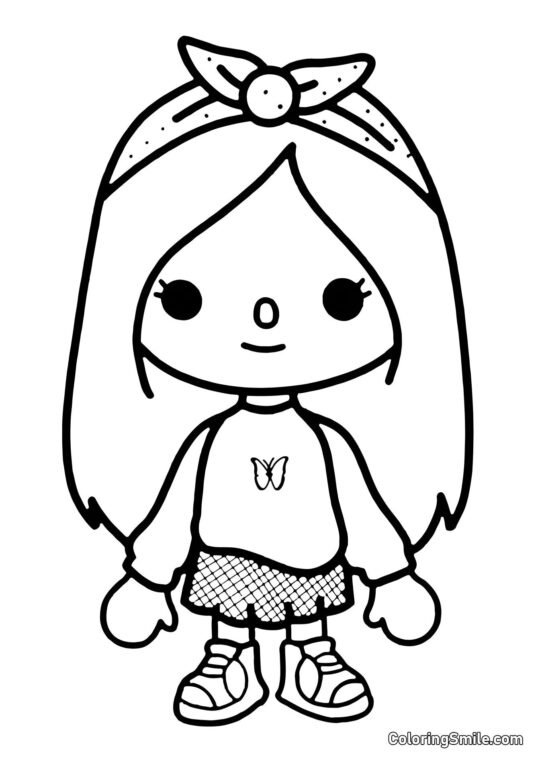 Toca Boca dívka s motýlem - Omalovánka