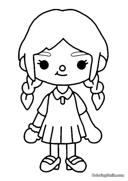 Toca Boca dívka s copy - Omalovánka