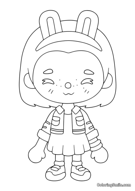 Toca Boca dívka s králičími ušima - Omalovánka