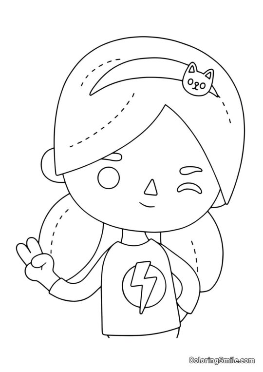 Toca Boca dívka s bleskem - Omalovánka