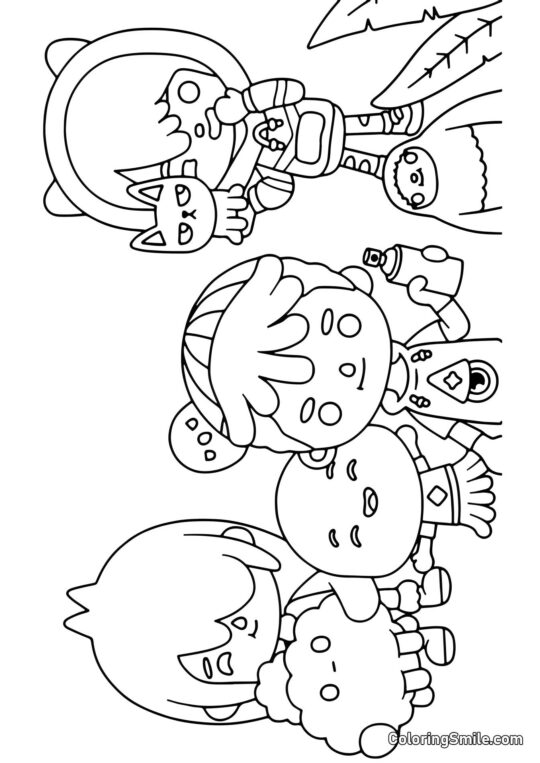 Toca Boca hrdinové s crumpety - Omalovánka