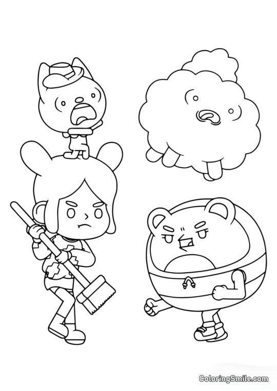 Toca Boca dívka Rita proti zlému robotovi - Omalovánka