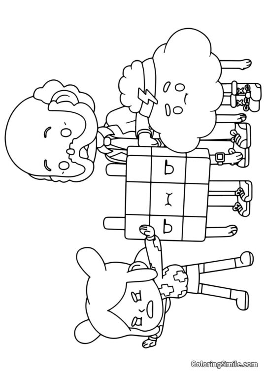 Toca Boca dívka, dědeček a crumpety - Omalovánka