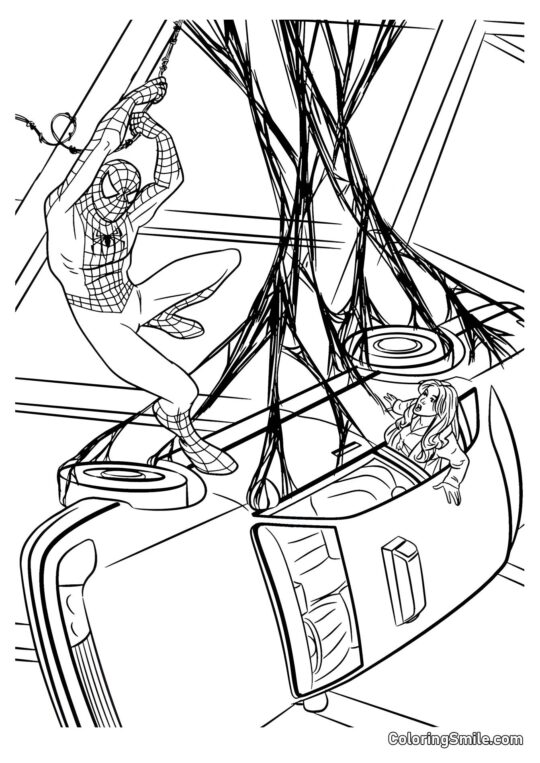 Spider-Man zachraňuje dívku - Omalovánka