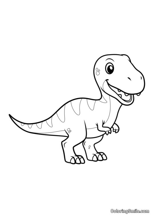 Roztomilý dinosaurus T-Rex - Omalovánka