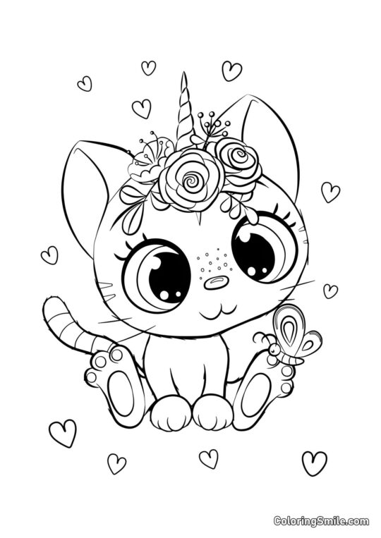 Jednorožec kočka - Omalovánka