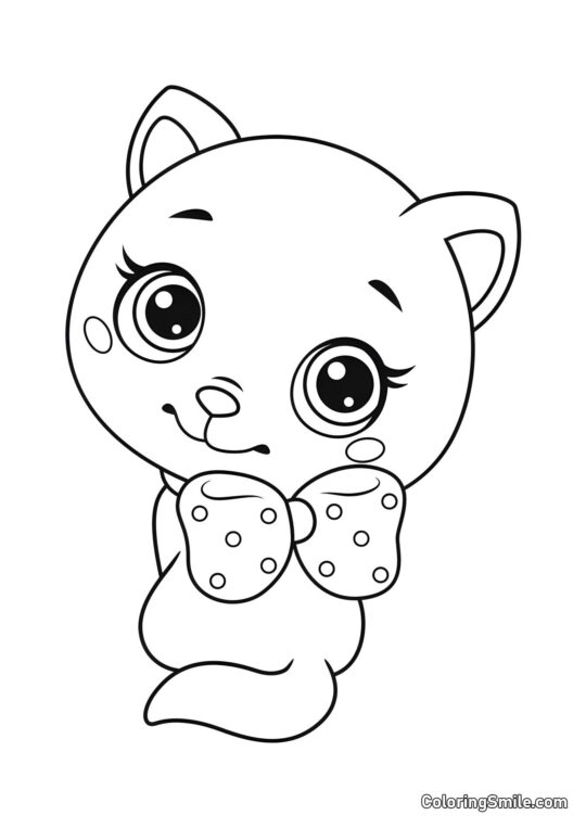 Kotě s mašlí - Omalovánka