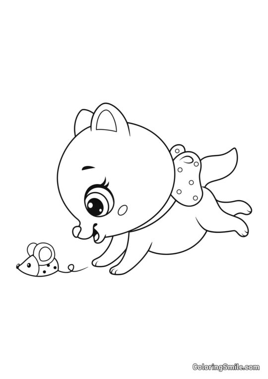 Kotě a myš - Omalovánka