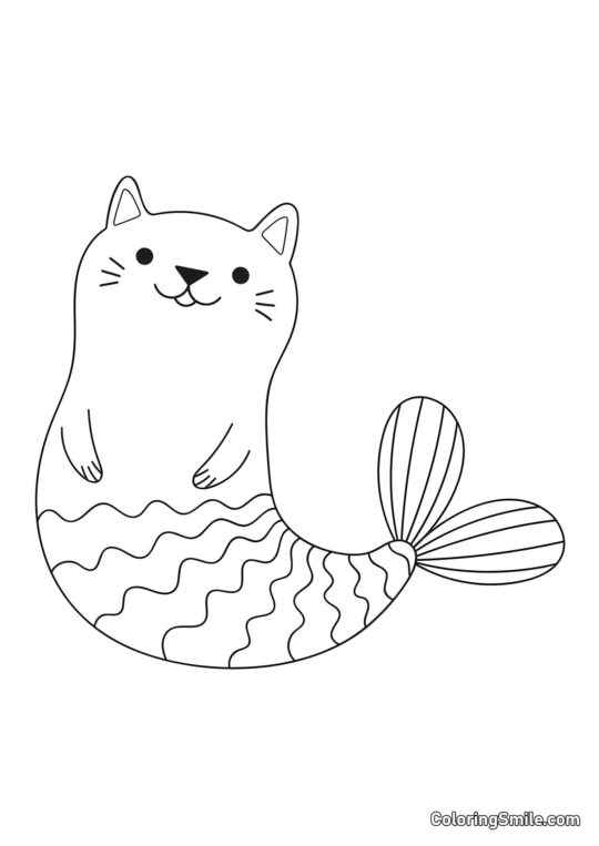 Mořská víla kočka - Omalovánka