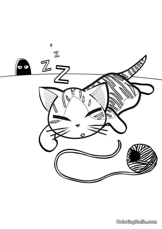 Myši sledující kočku - Omalovánka