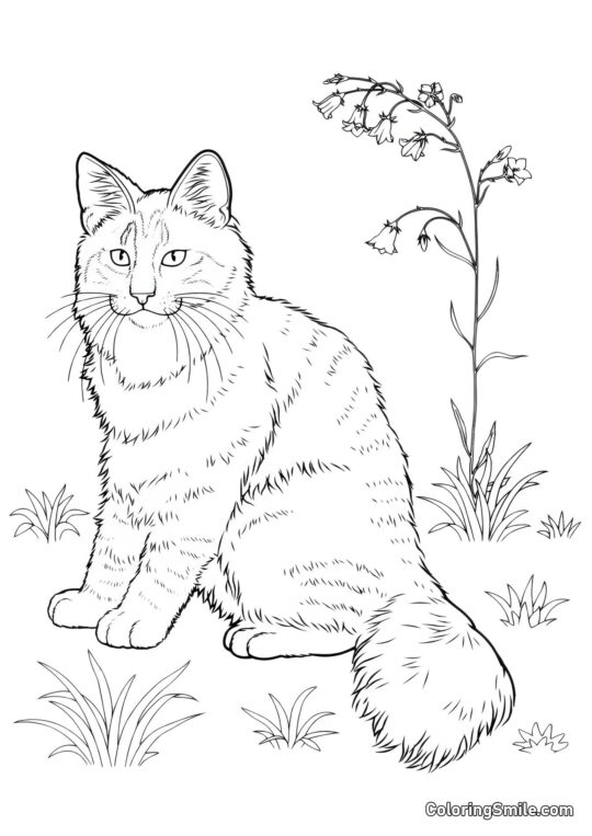 Kočka a zvonky - Omalovánka