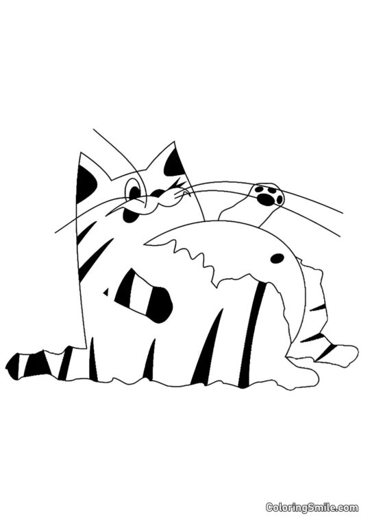 Boubelatá kočka - Omalovánka