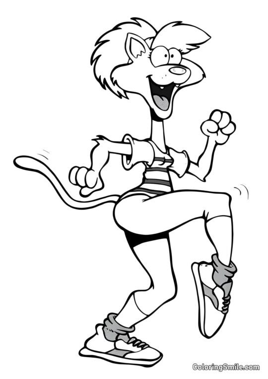 Kreslená kočka ve teniskách - Omalovánka